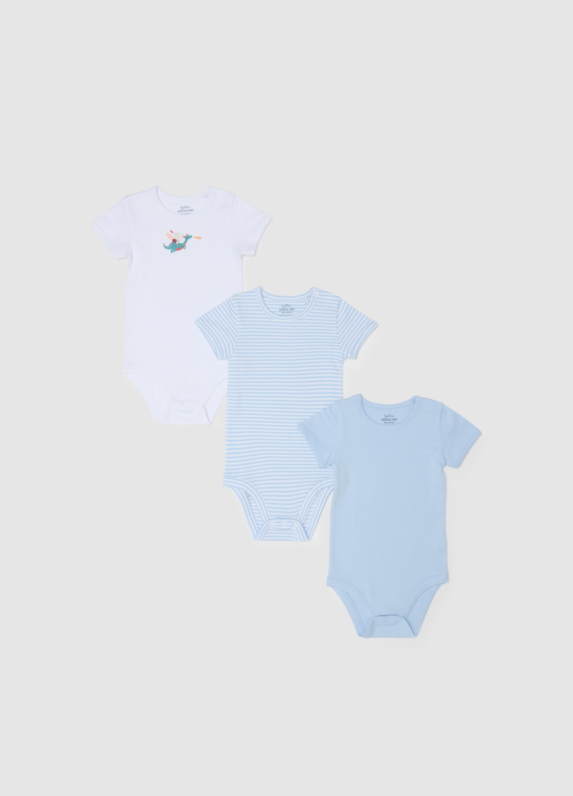 Kids' multicolour pure cotton bodysuit tripack