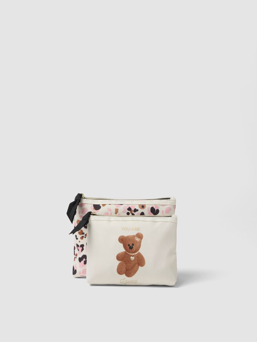 White animal-print pouch set_0