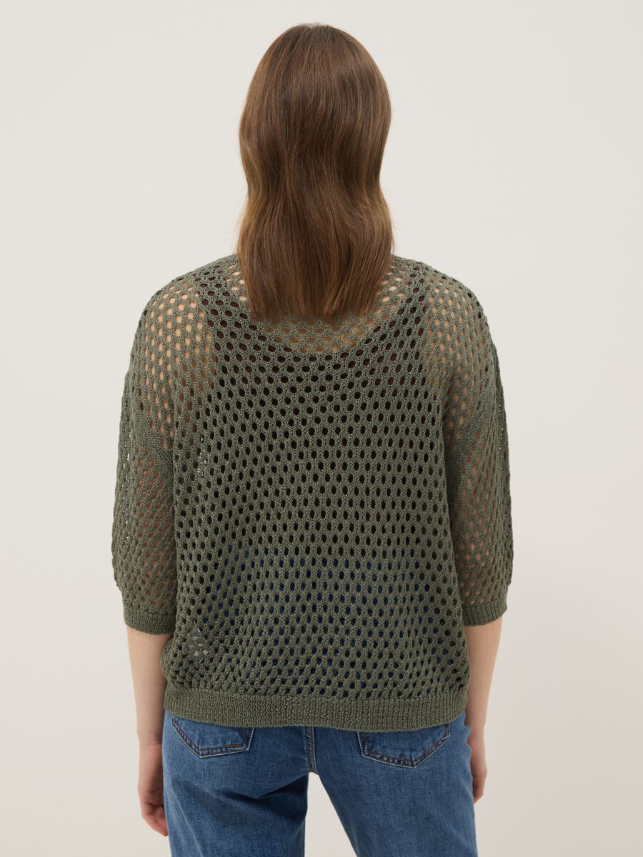 Green open-knit mesh top_3
