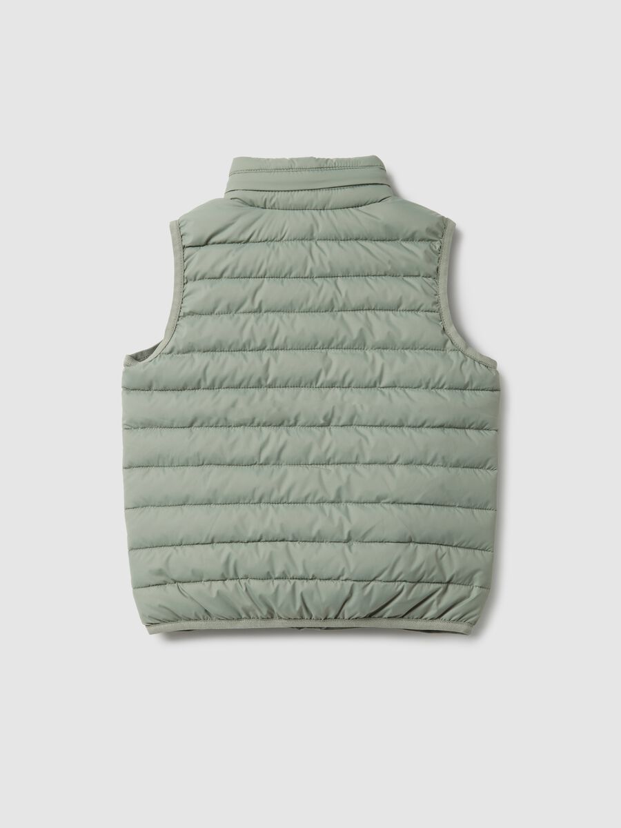 Kids' green padded waistcoat, regular fit, water repellent with zip_1