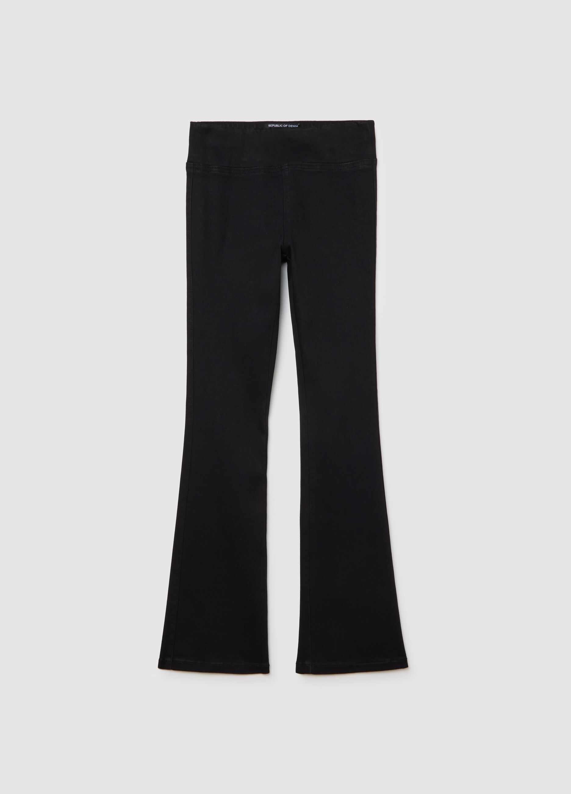 Pantaloni flare neri in misto cotone