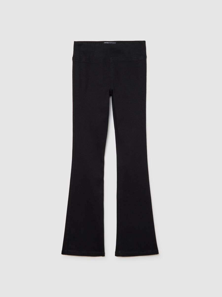 Pantaloni flare neri in misto cotone_0