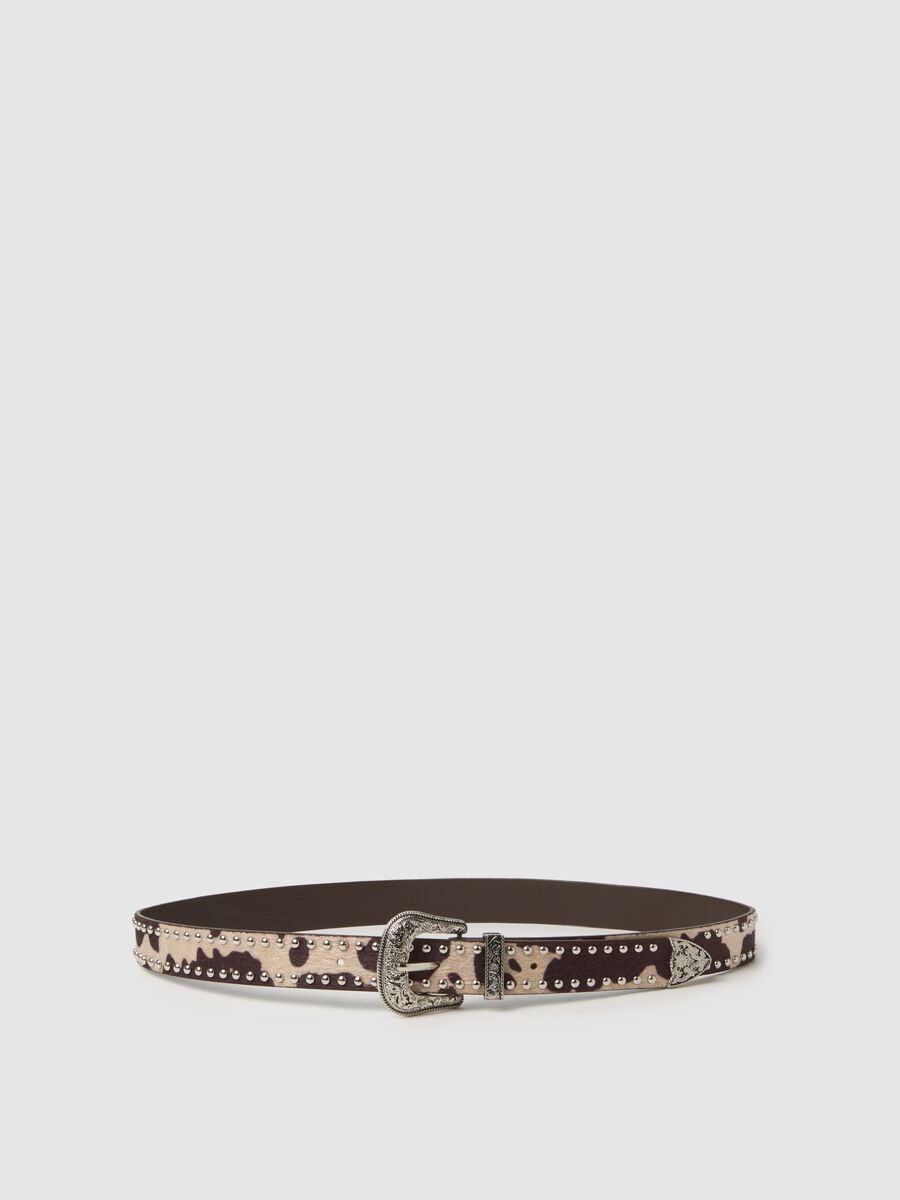Belt with buckle and animal print_0
