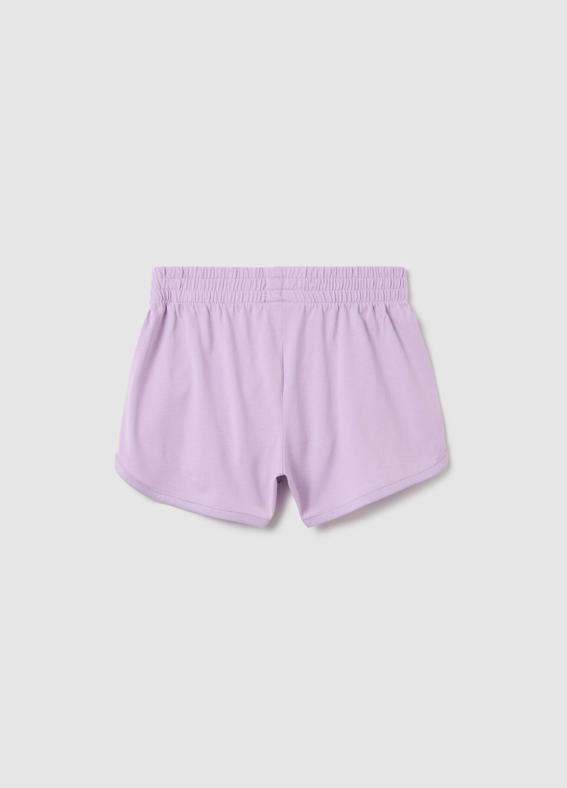 Fleece shorts with lettering print