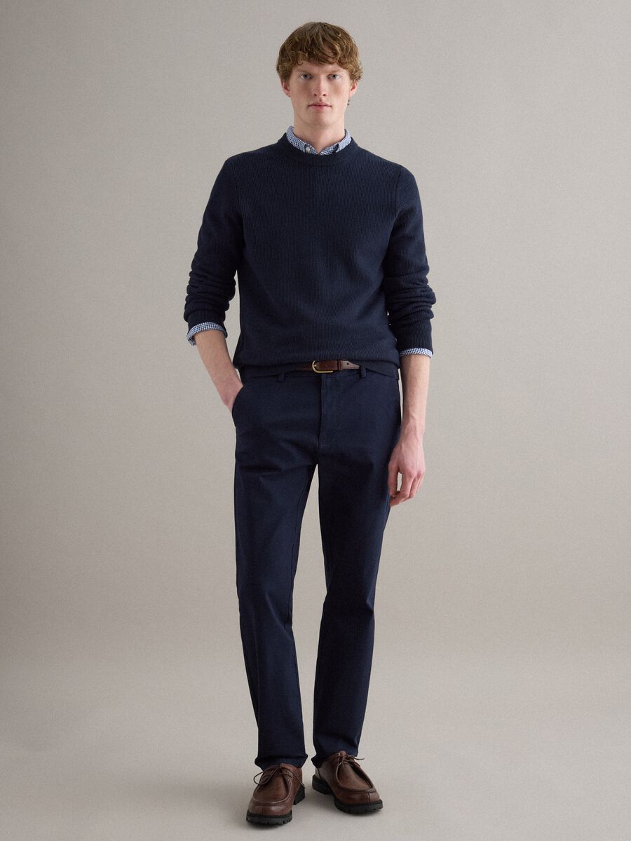 Blue Crewneck Sweater in Pure Cotton Regular Fit_1