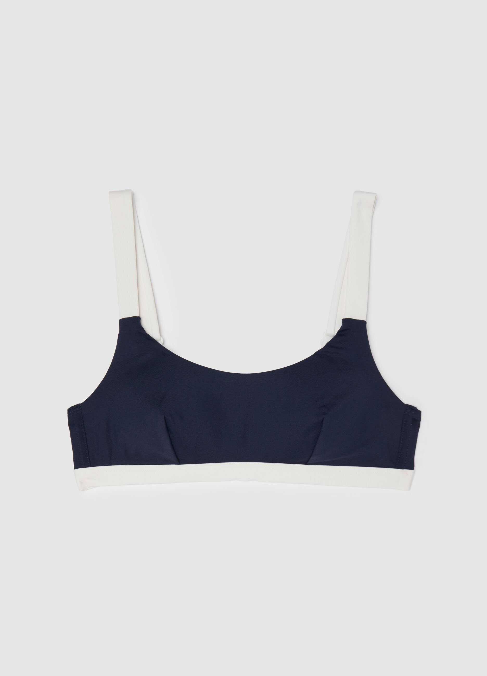 Women’s bikini top in multicoloured stretch fabric