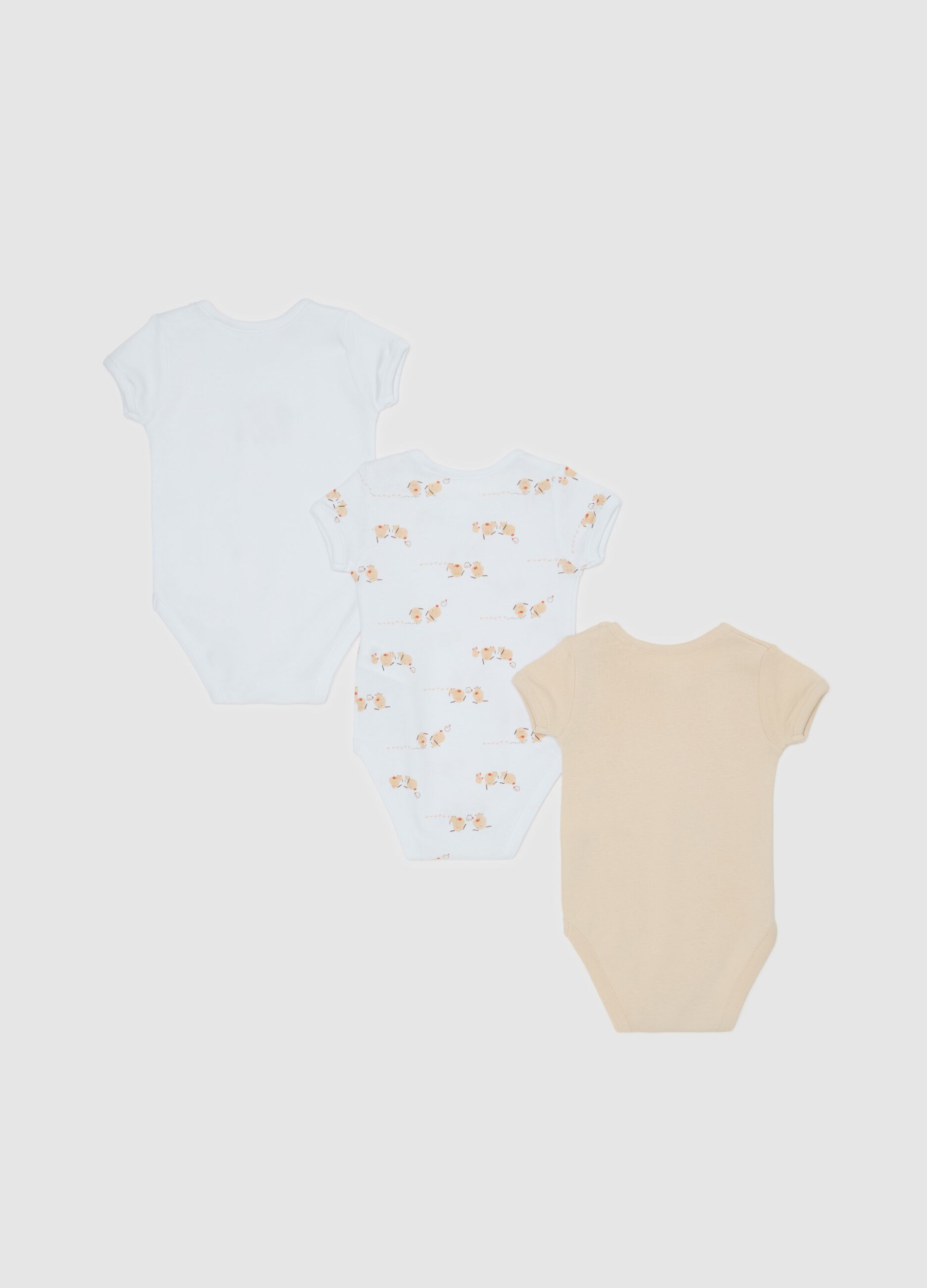 Three-pack bodysuits in organic cotton with print