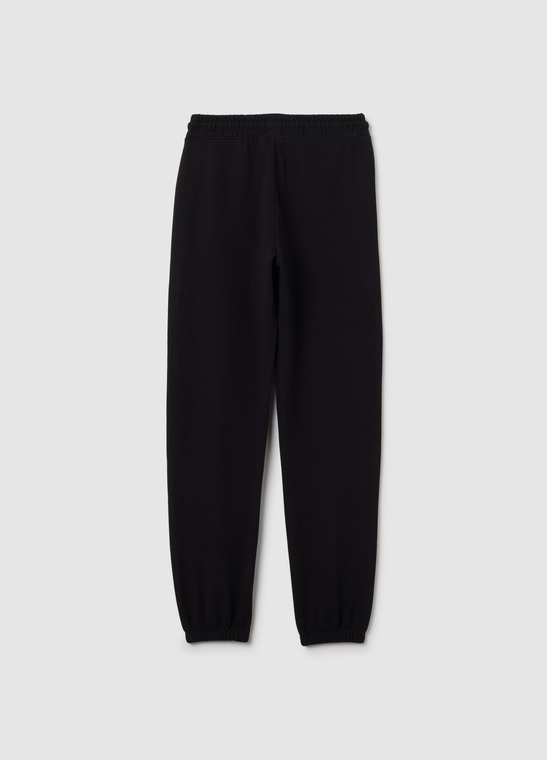 Girls' black pure cotton regular fit trousers