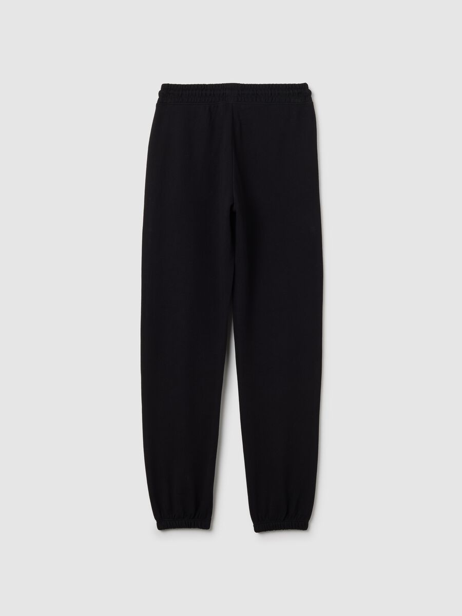 Girls' black pure cotton regular fit trousers_1