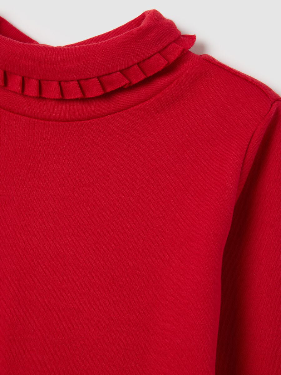 Red pure cotton regular fit toddler girl’s top with ruched collar_2