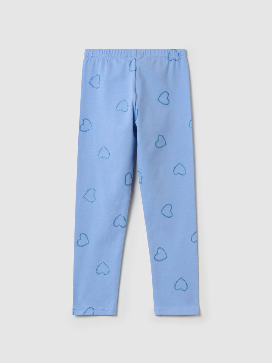 Stretch cotton leggings with glitter print_1