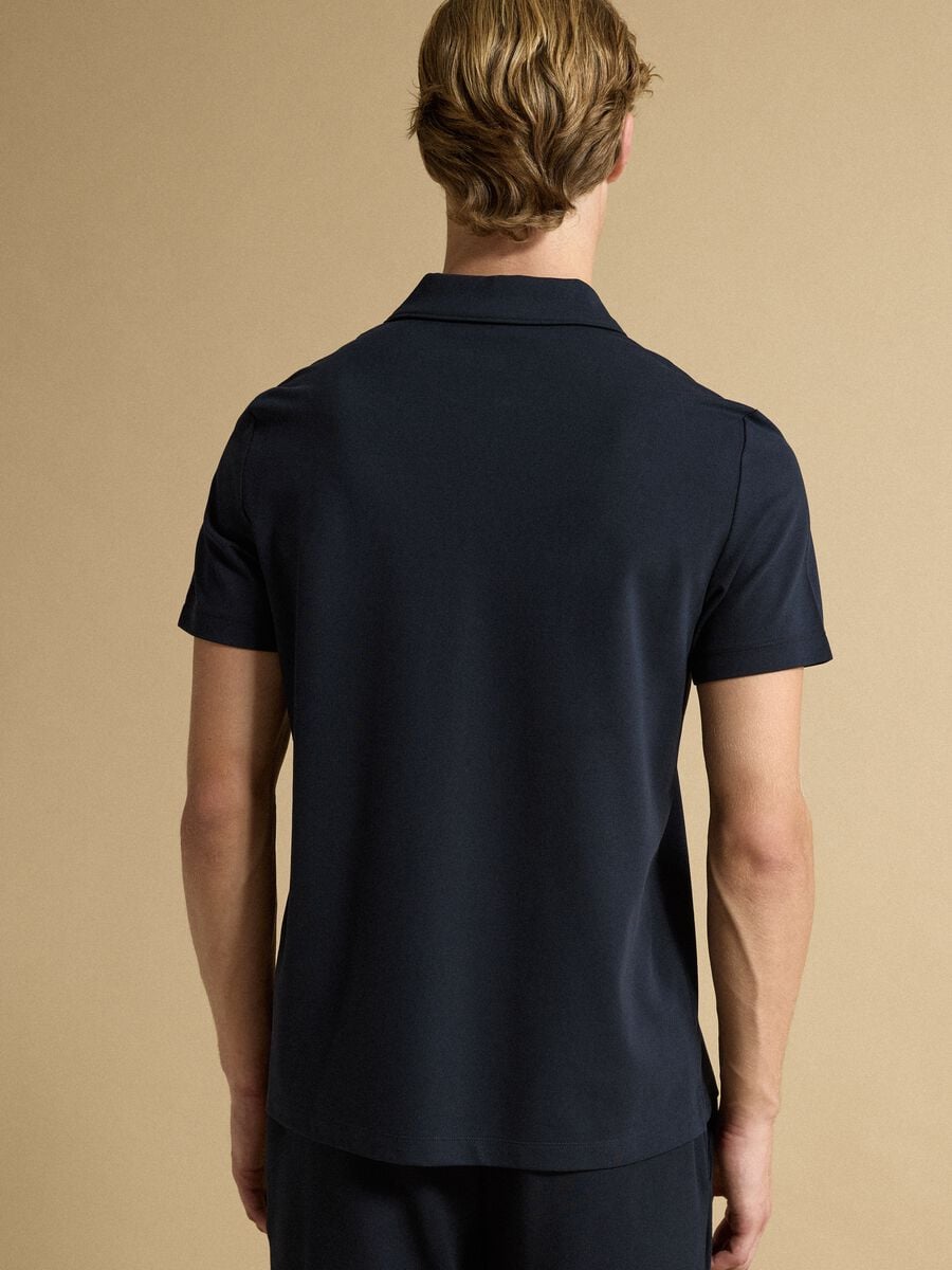 Polo blu in cotone elasticizzato 2 Way Stretch regular fit_3