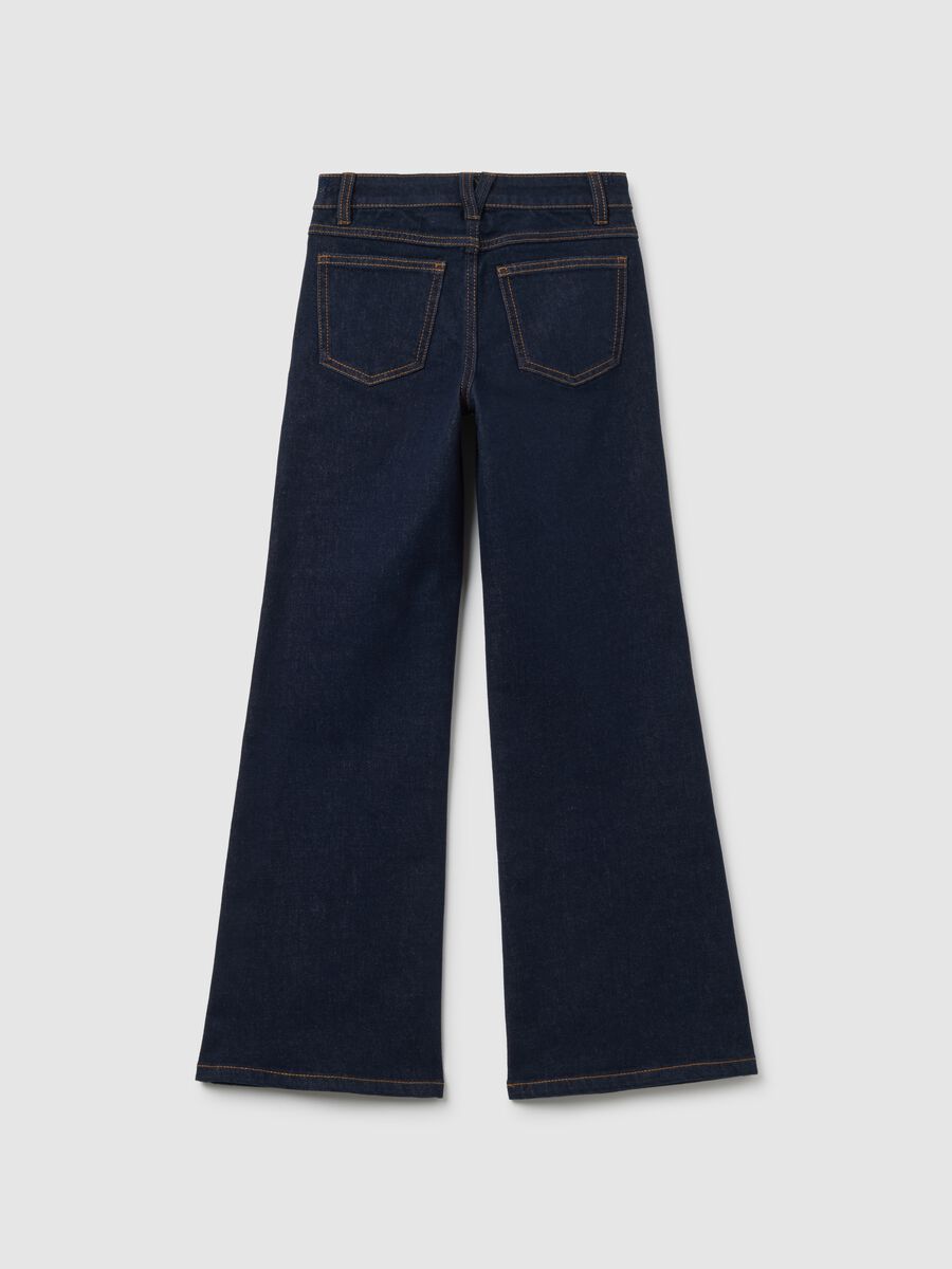 Girls' blue wide leg denim jeans_4