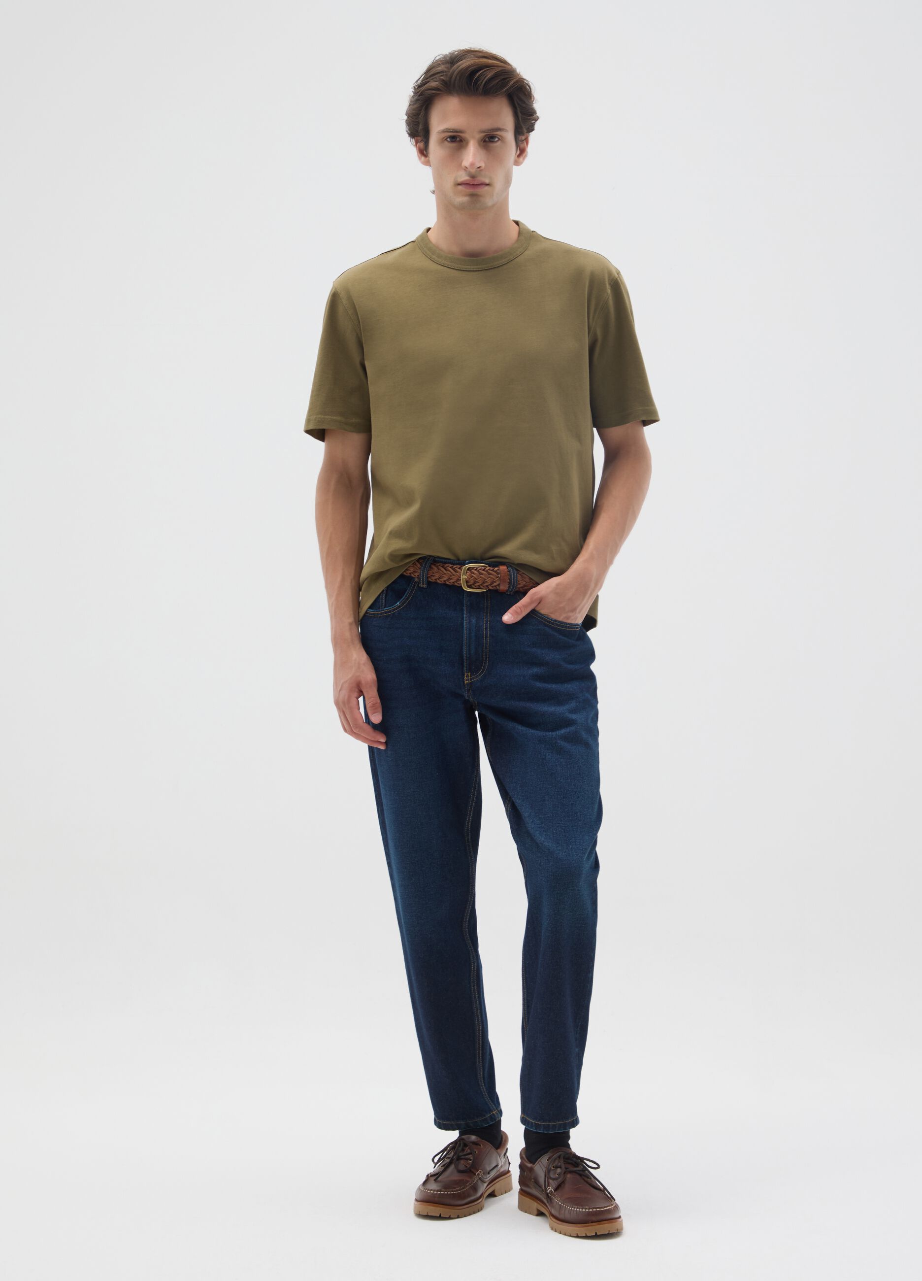 Brown pure cotton regular fit T-shirt