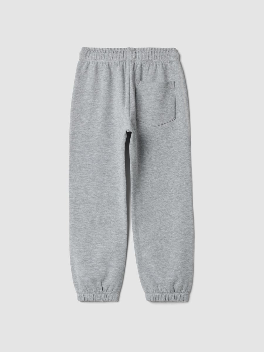 Pantaloni jogger grigi in puro cotone con stampa_1