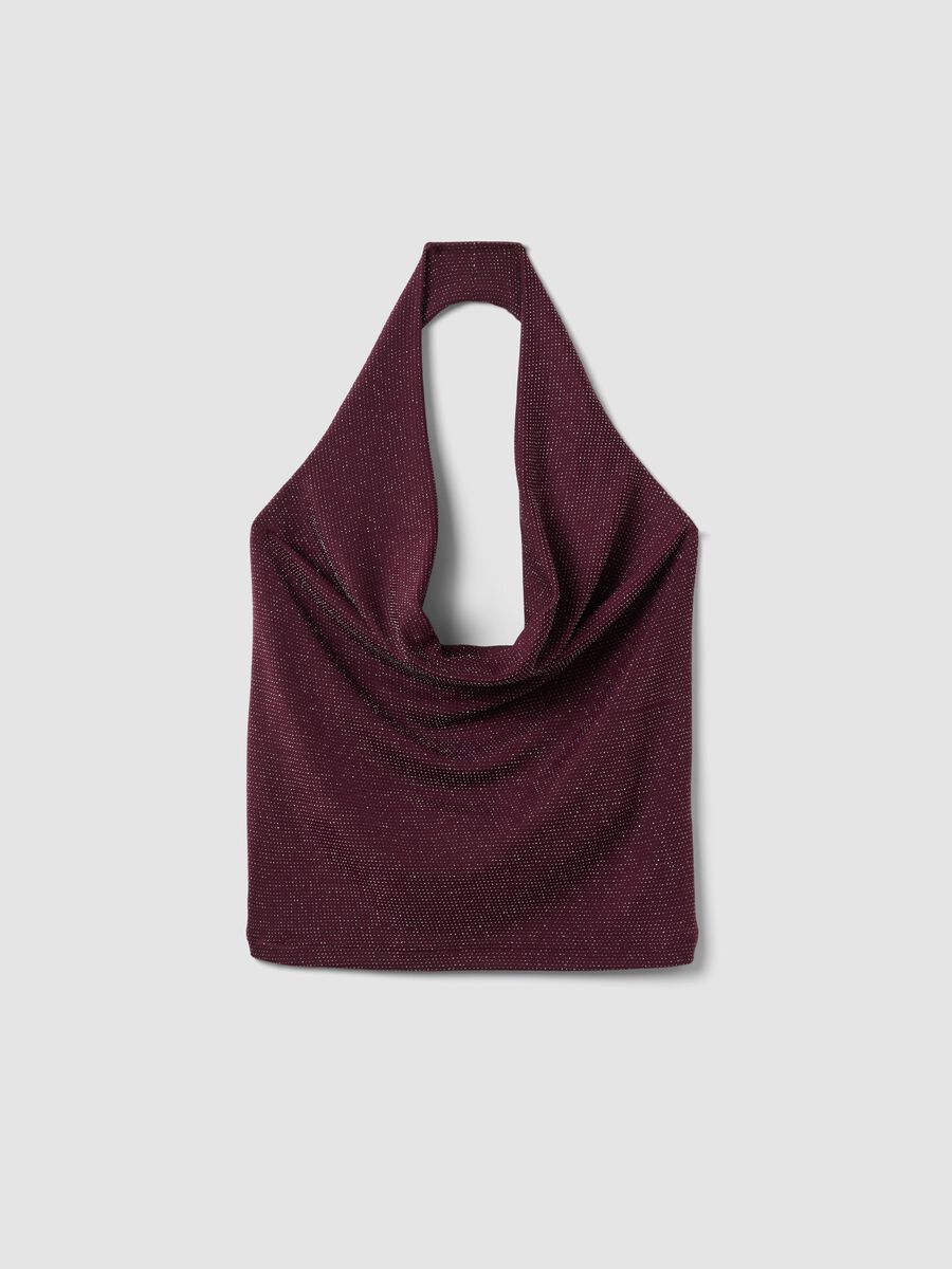 Purple stretch-fabric tank top with soft draped neckline_0