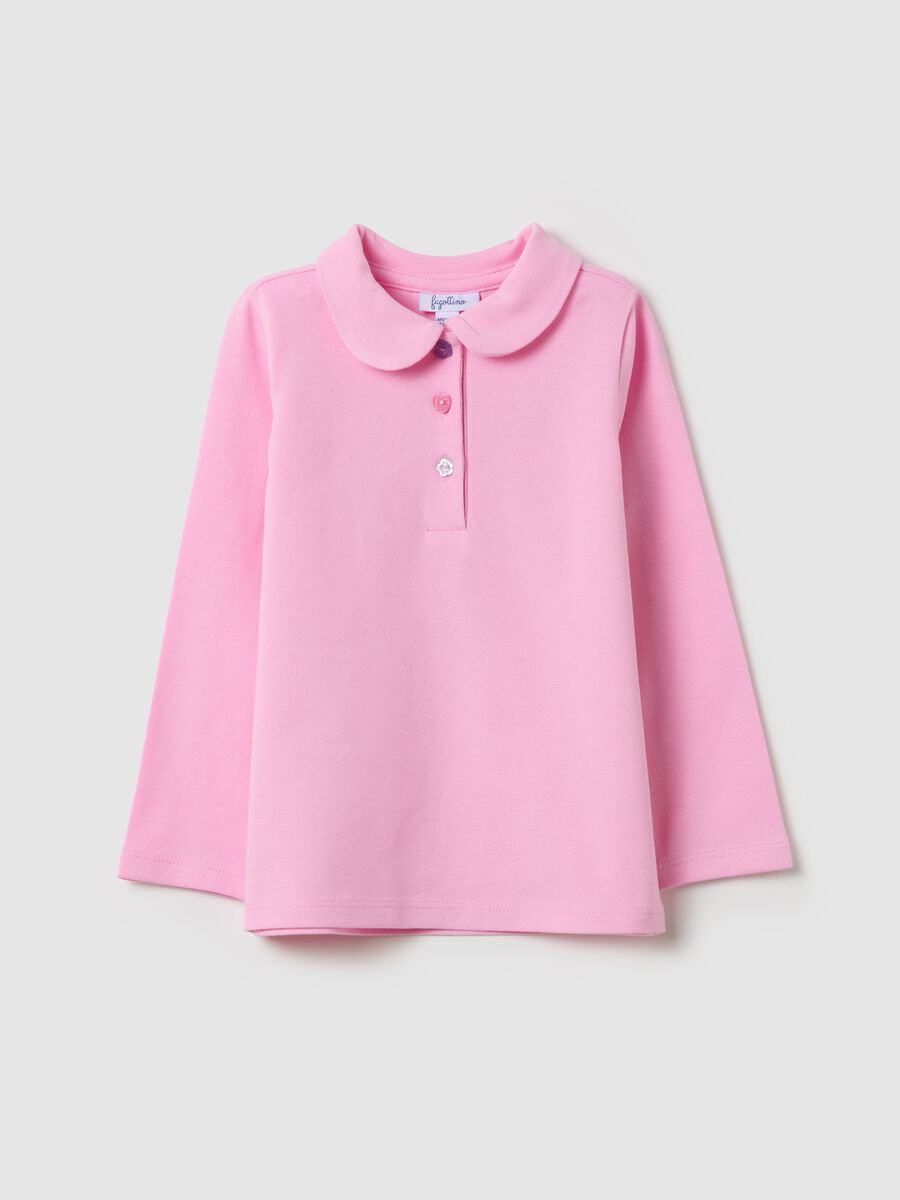 Long-sleeved polo shirt with glitter buttons_0