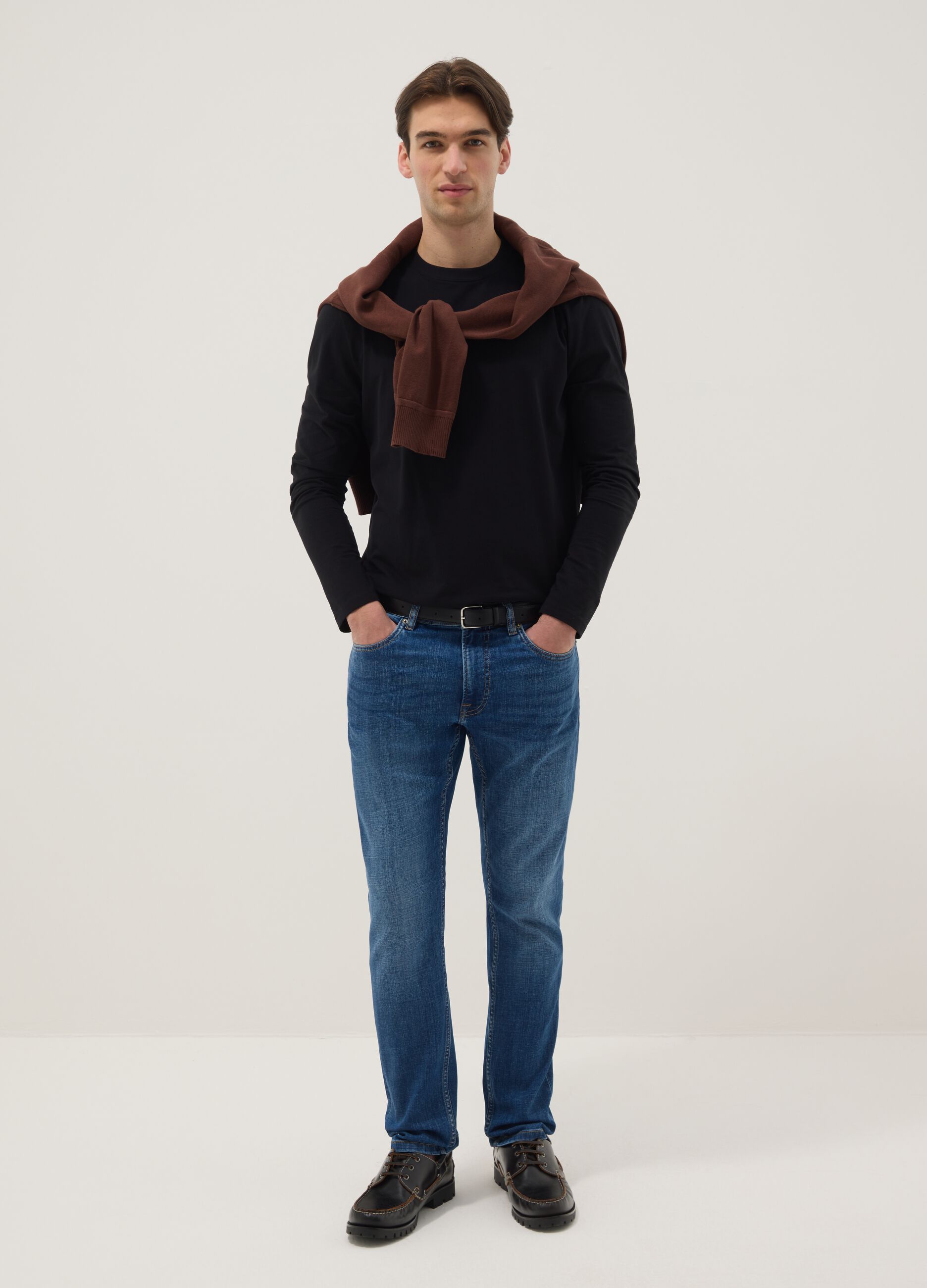 Blue Stretch Denim Slim Fit Cotton Jeans