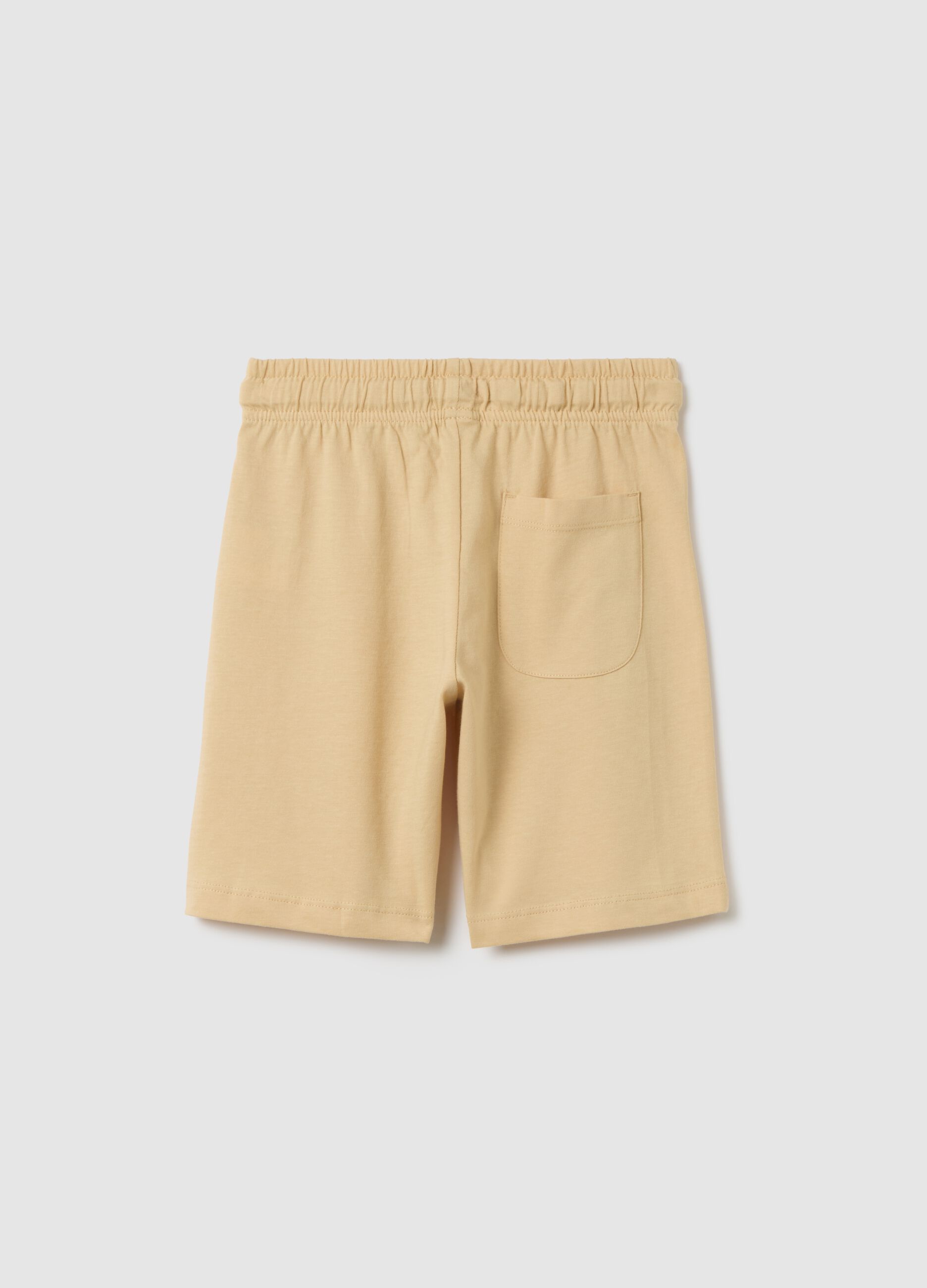 Children's beige pure cotton Bermuda shorts, regular fit