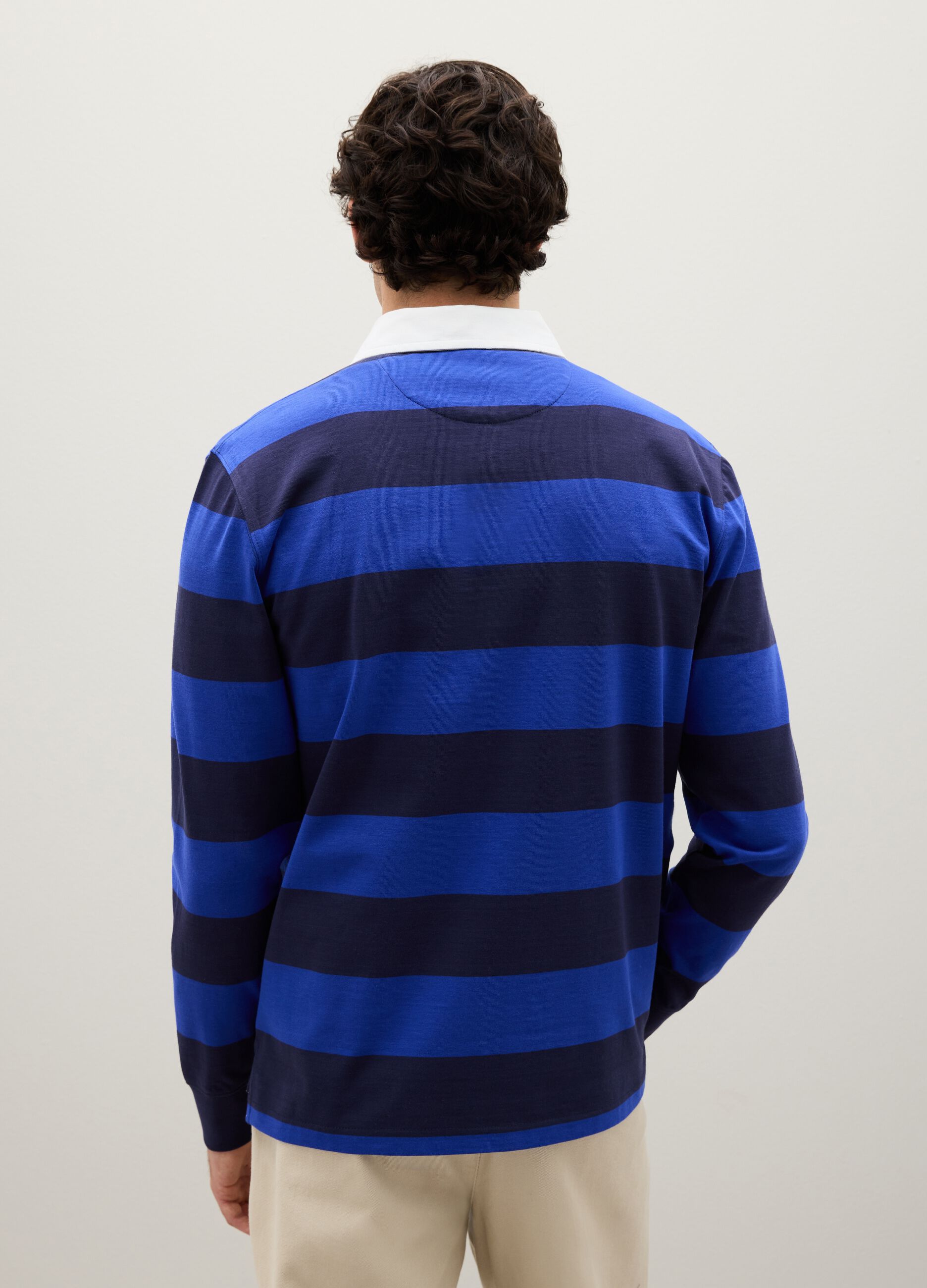 Blue pure cotton polo shirt regular fit