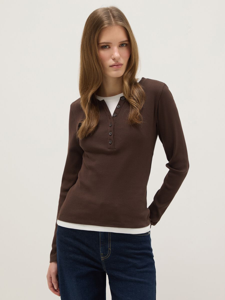Multicolour long-sleeved pure cotton regular fit sweater_0