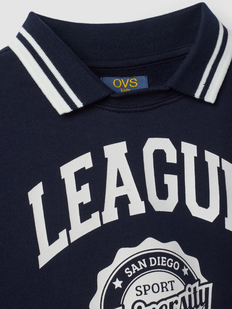 Blue 100% cotton sweatshirt with varsity print_2