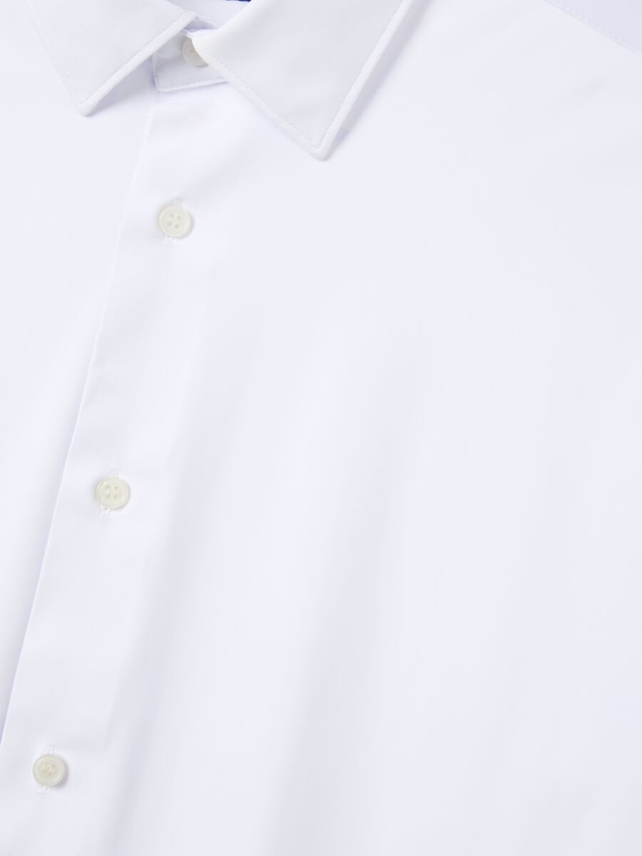 White slim fit stretch fabric shirt_5