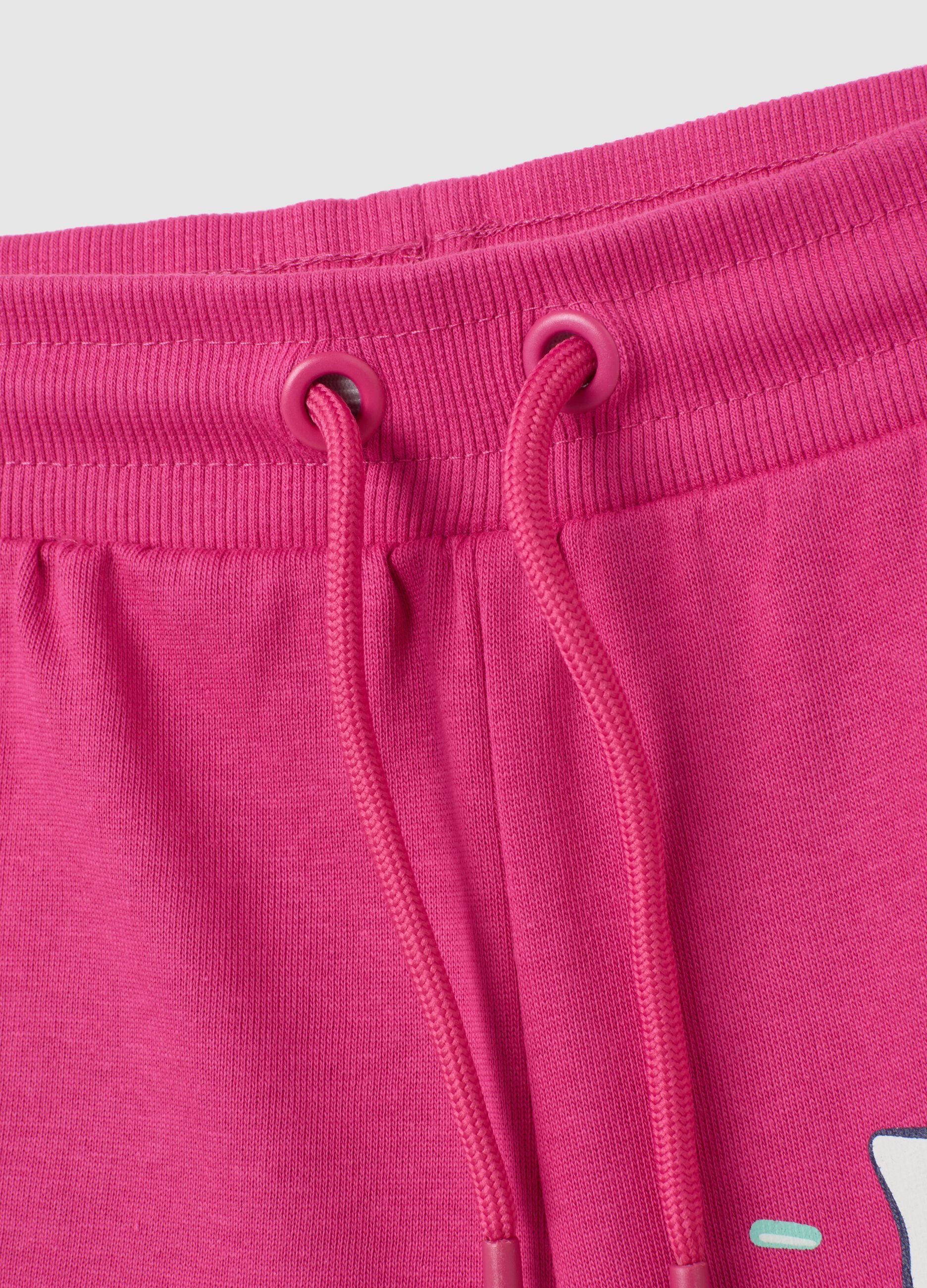Girls' pink pure cotton shorts with regular fit