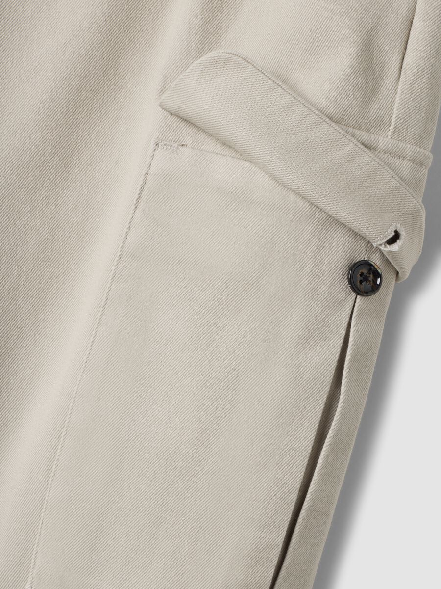 Pantaloni grigi cargo in twill di cotone elasticizzato comfort fit_1
