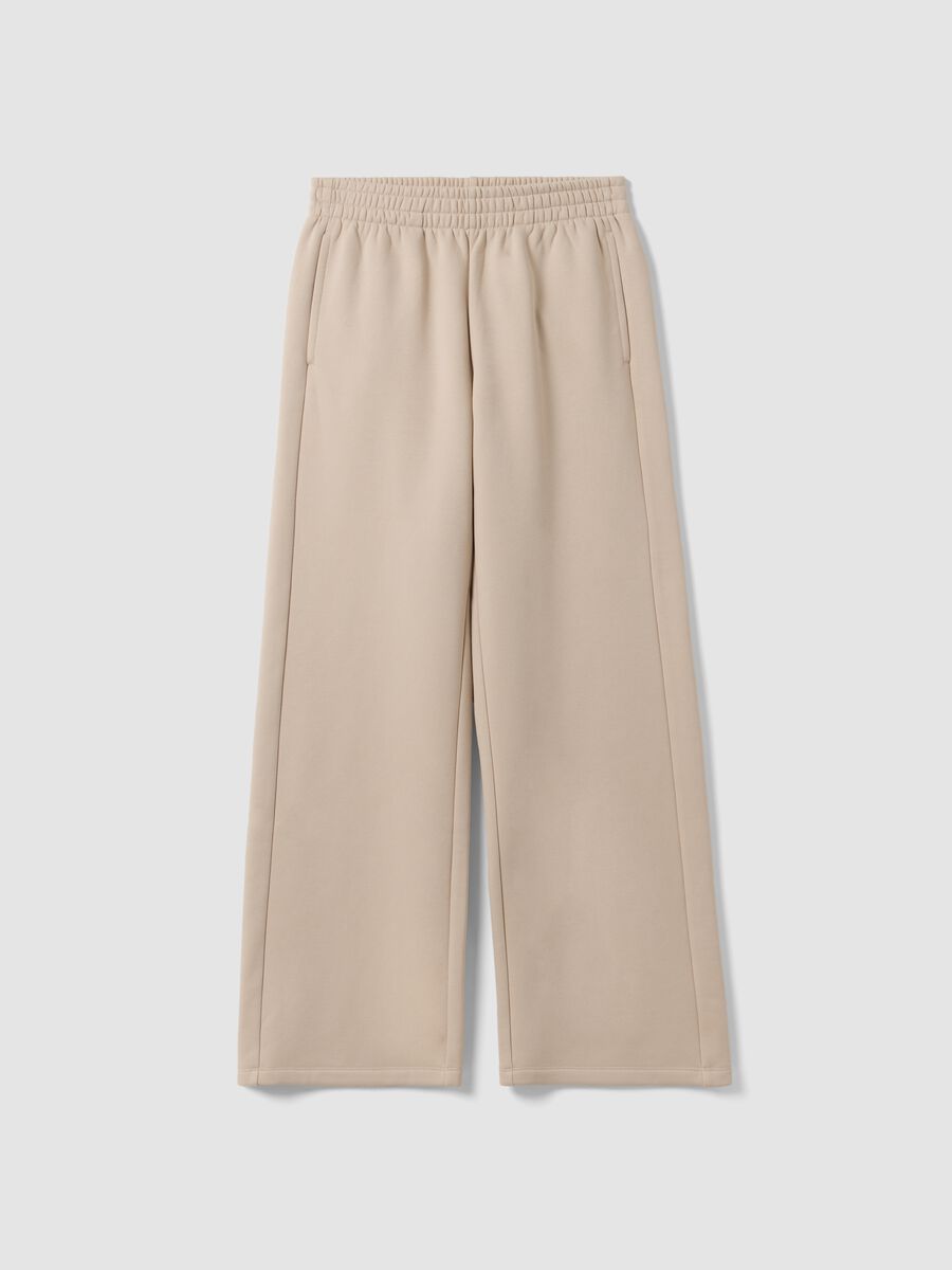 Pantaloni jogger bianchi in misto cotone straight fit_0