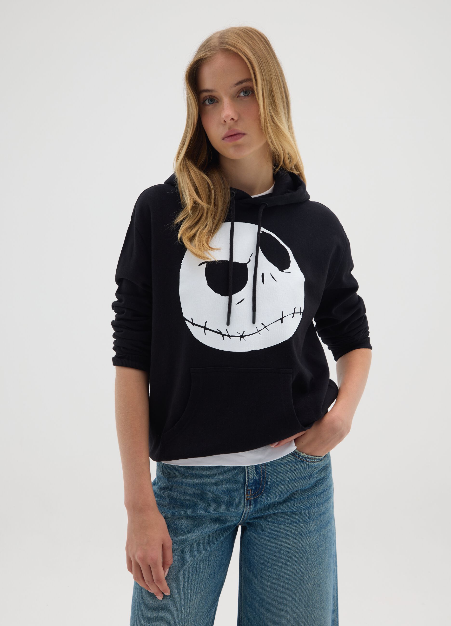Black pure cotton sweatshirt with print