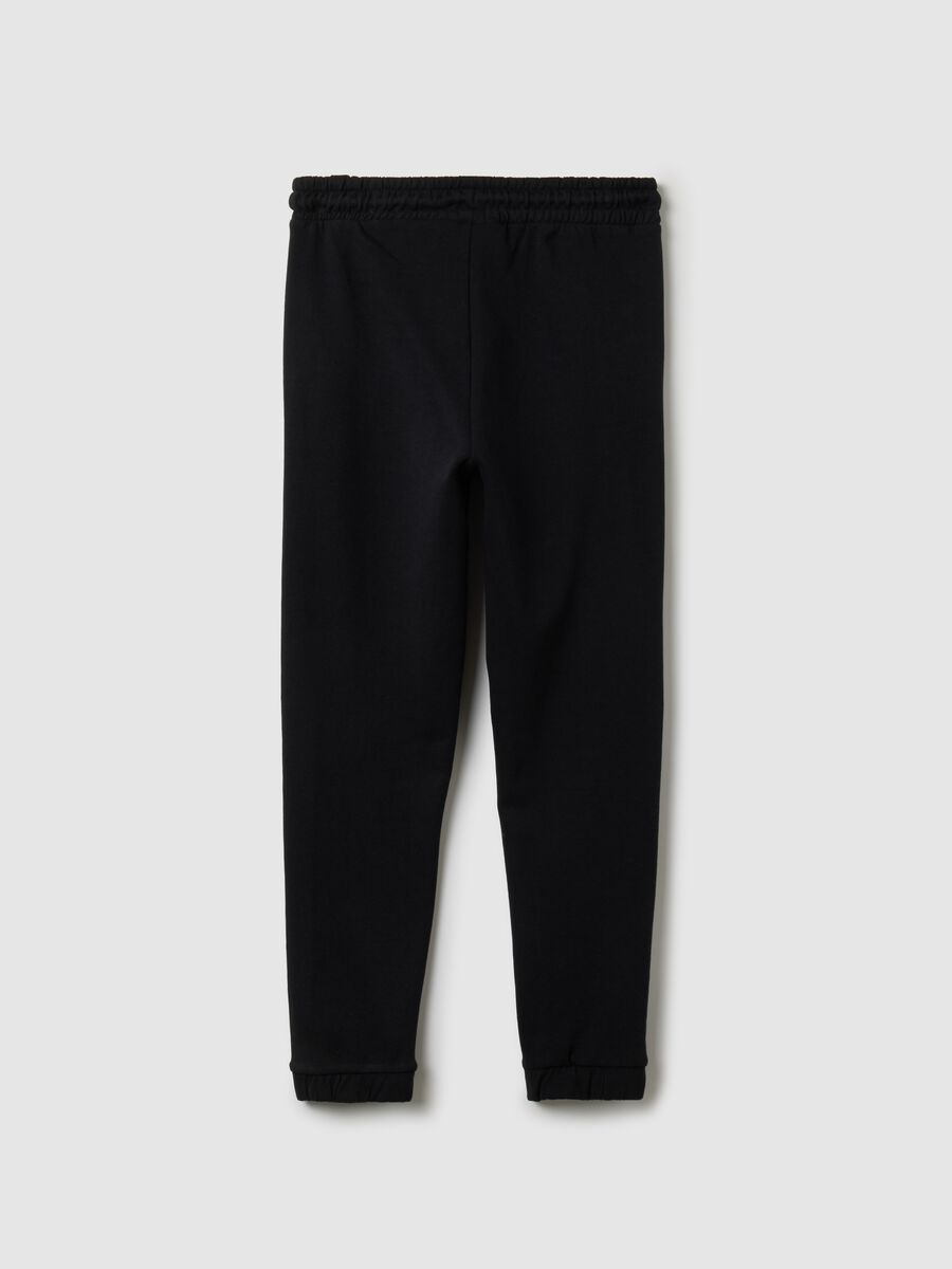 Pantaloni da ragazzo in puro cotone nero regular fit con stampa NBA_4