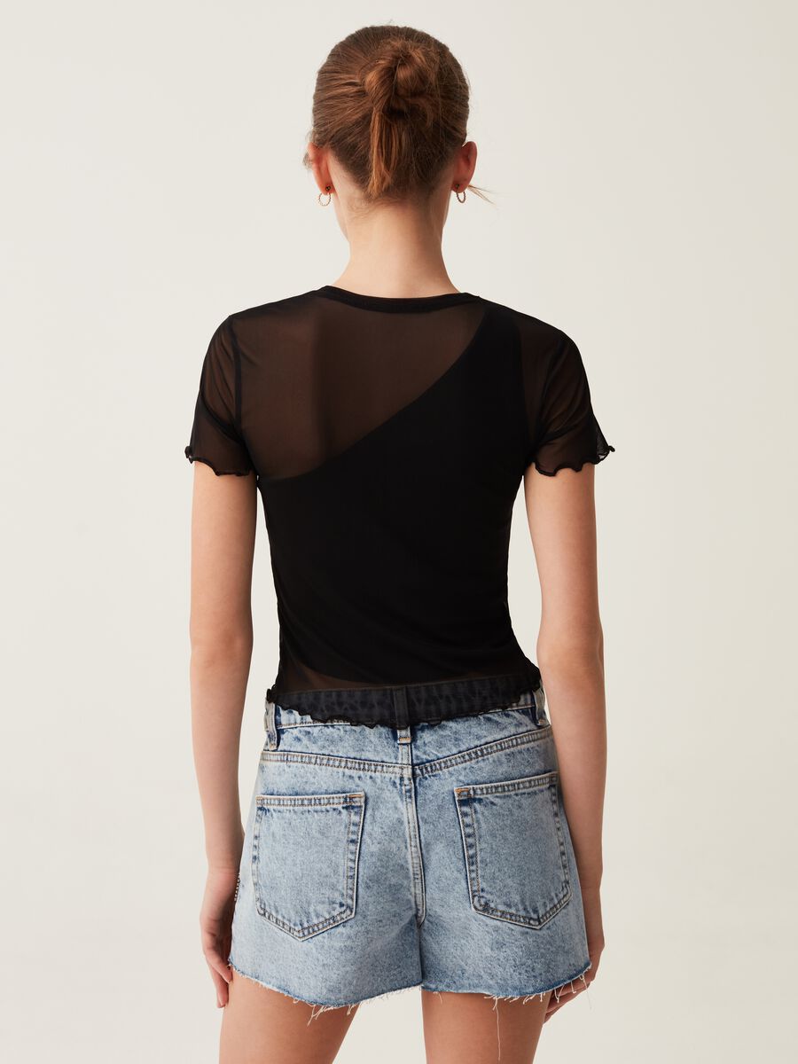 T-shirt in mesh con profili ondulati_2