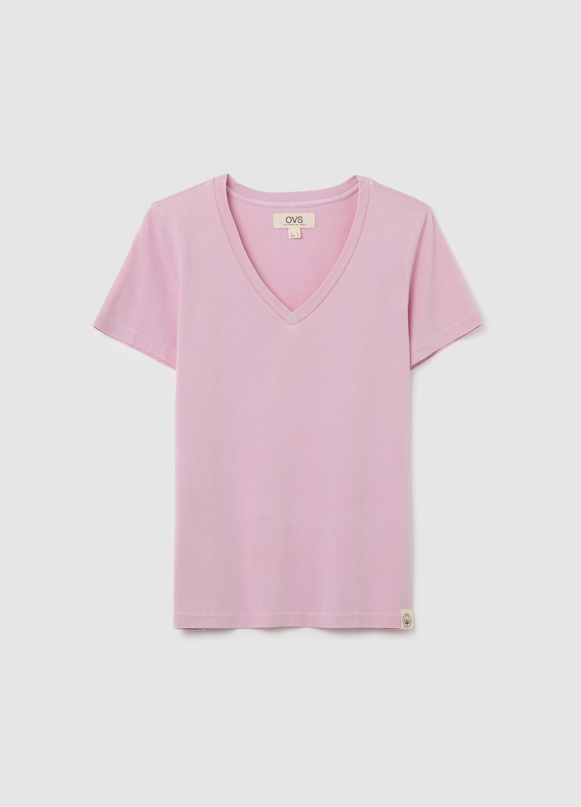 Women’s pink regular-fit T-shirt in 100% cotton with round neck