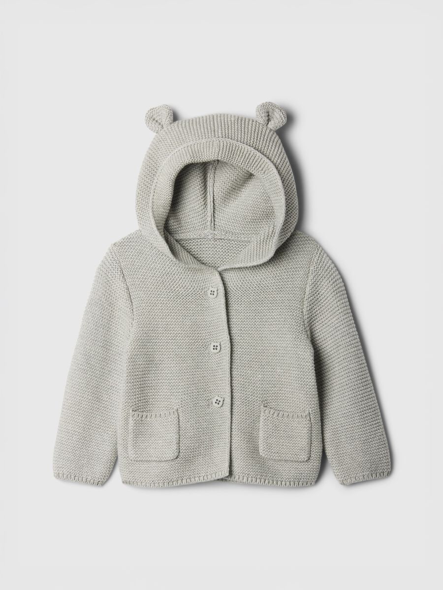 Cardigan in puro cotone con cappuccio_0