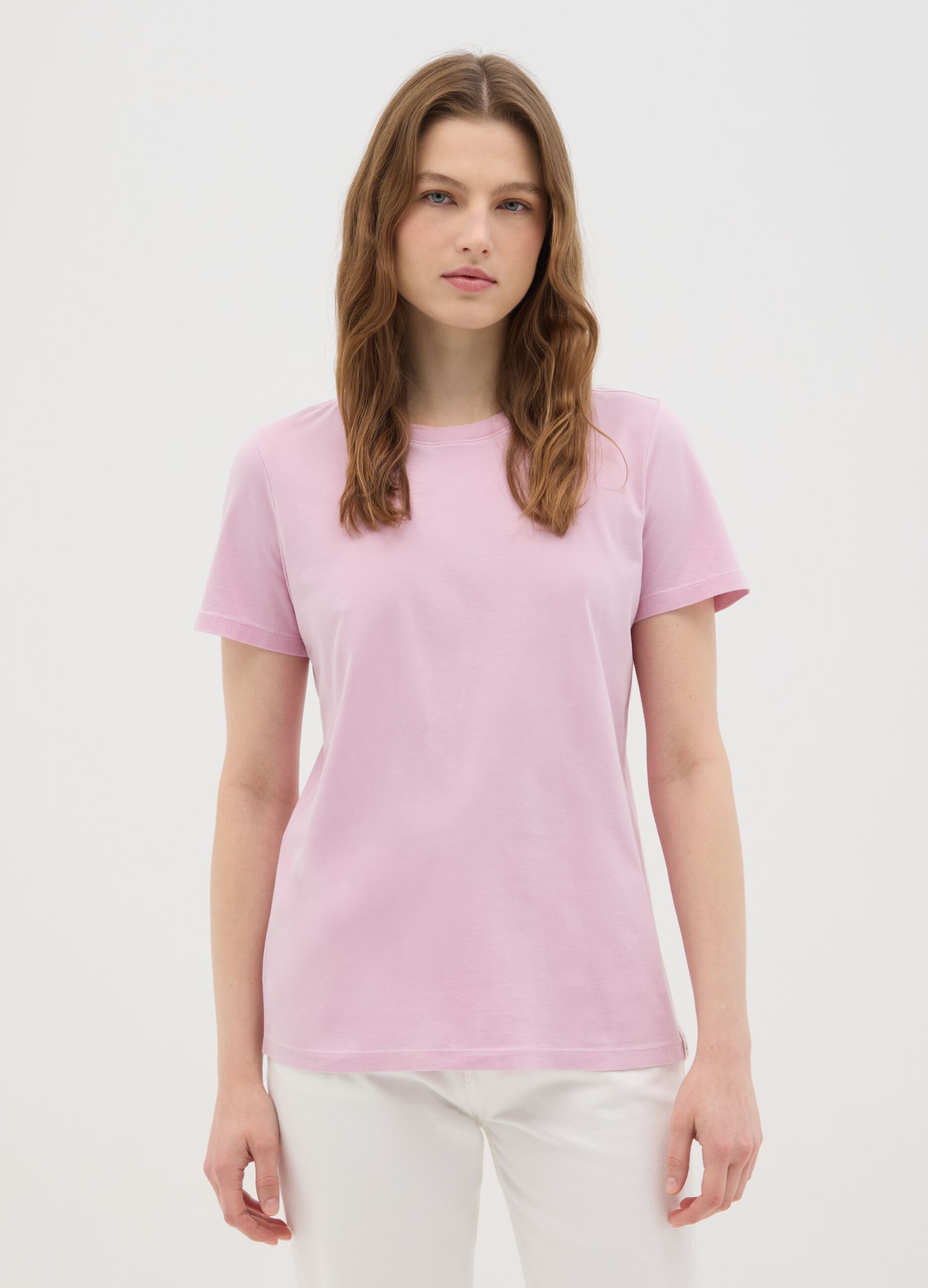 Women’s pink regular-fit T-shirt in 100% cotton