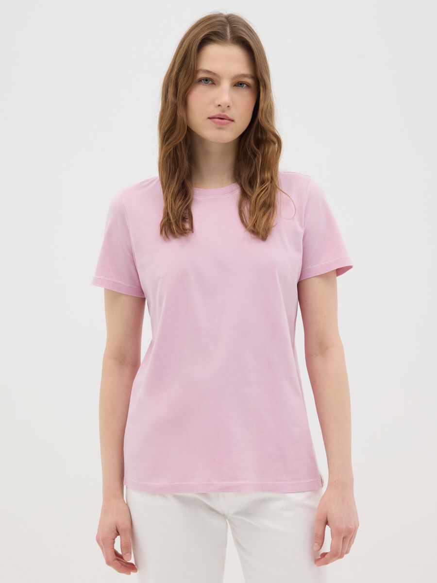 Women’s pink regular-fit T-shirt in 100% cotton_0