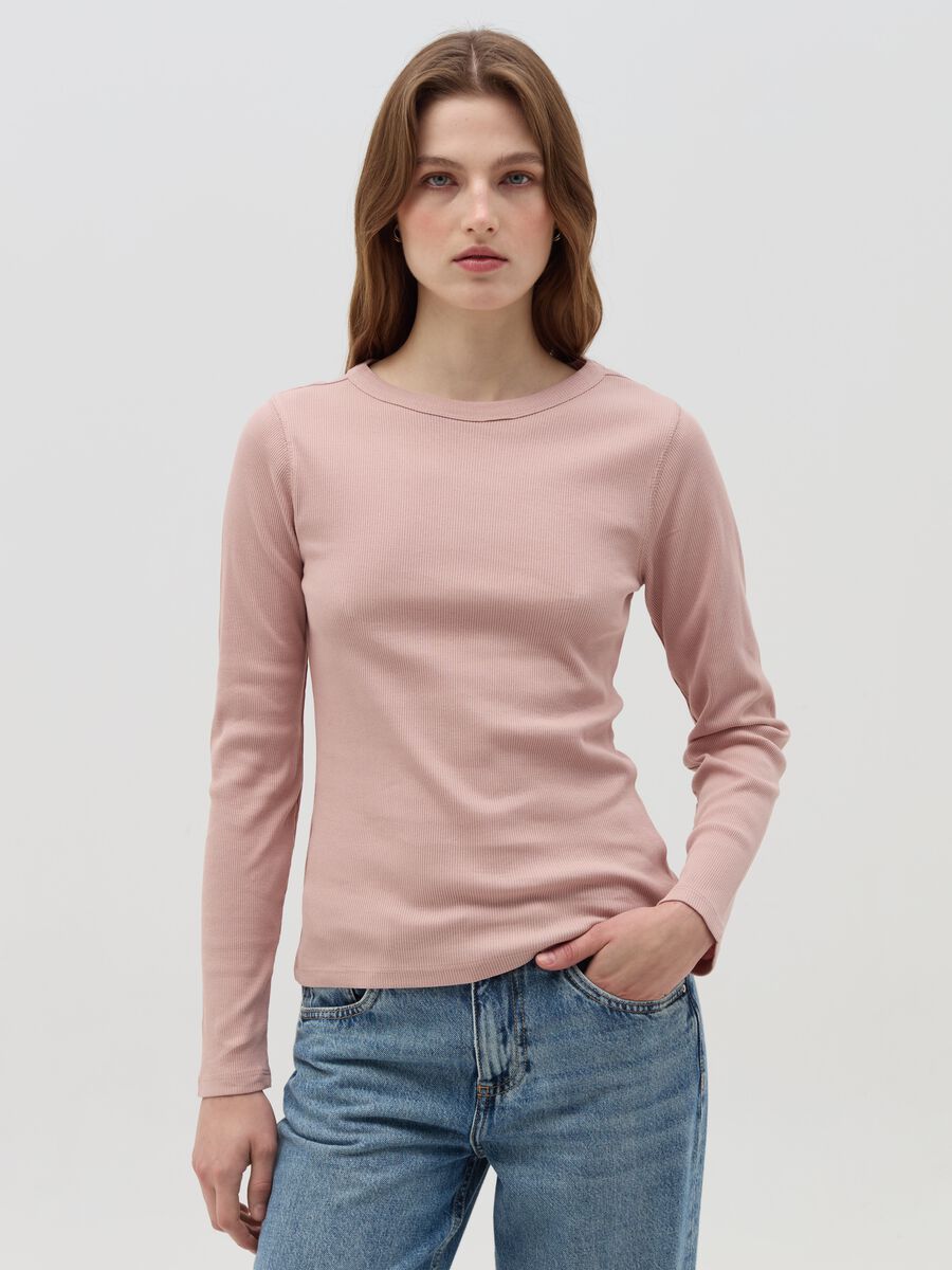 Ribbed T-shirt with long sleeves_0