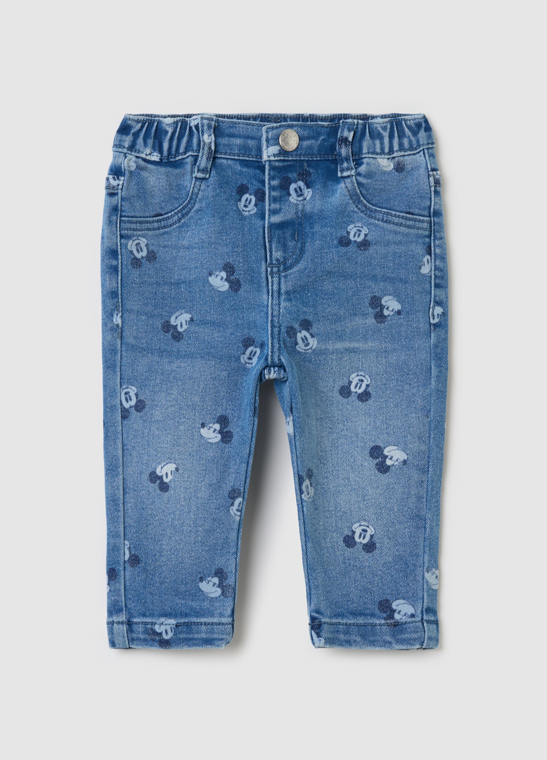 Jeans with all-over Mickey Mouse print
