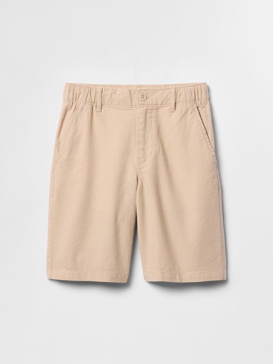 Beige linen and cotton bermuda shorts GAP Kids_4
