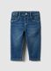 Blue stretch denim regular fit trousers for children_0