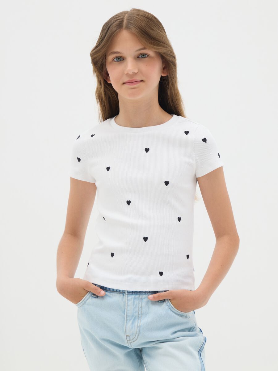 T-shirt da ragazza in cotone elasticizzato multicolor fitted_0