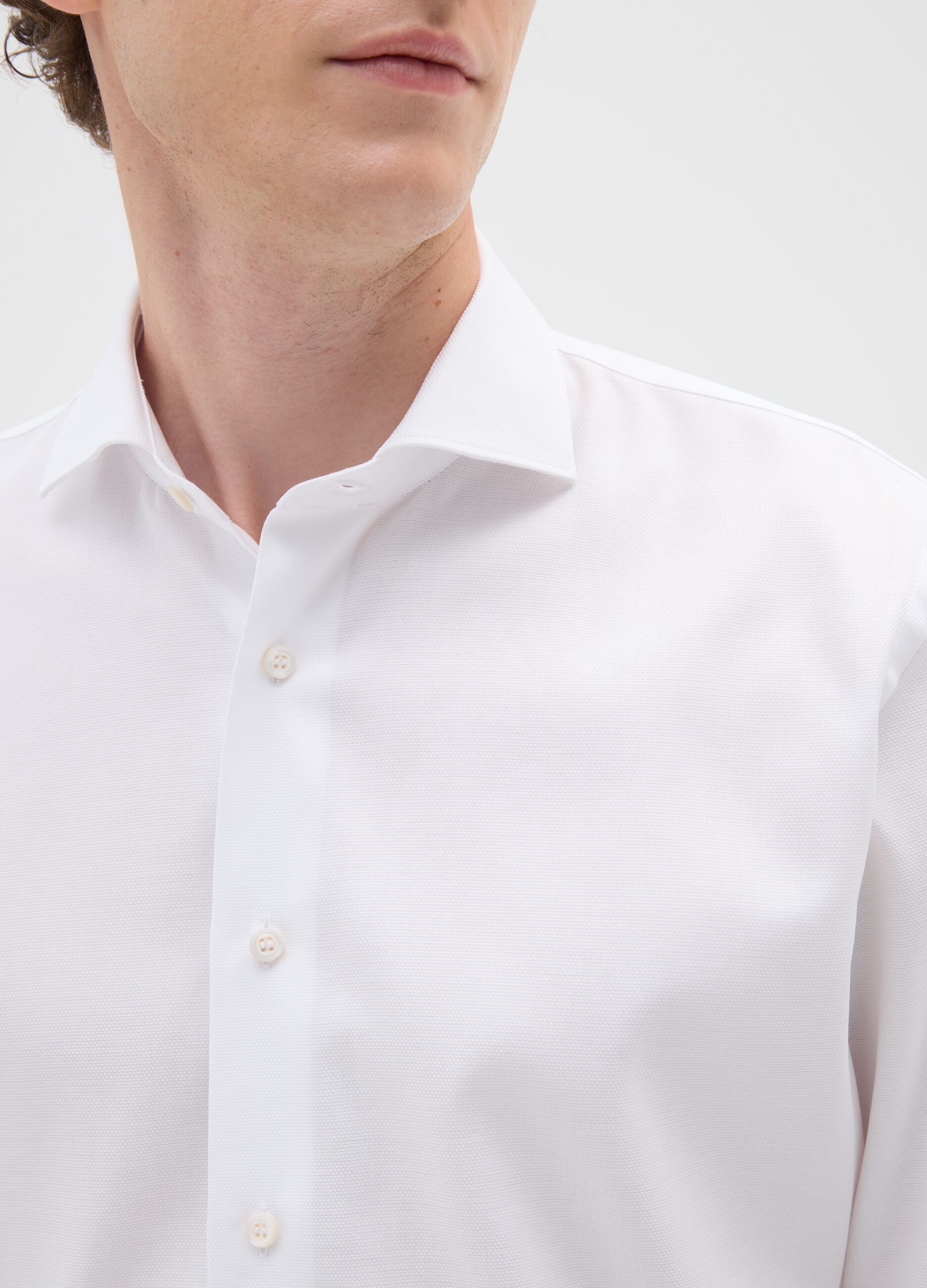 White Long-Sleeved Cotton Shirt
