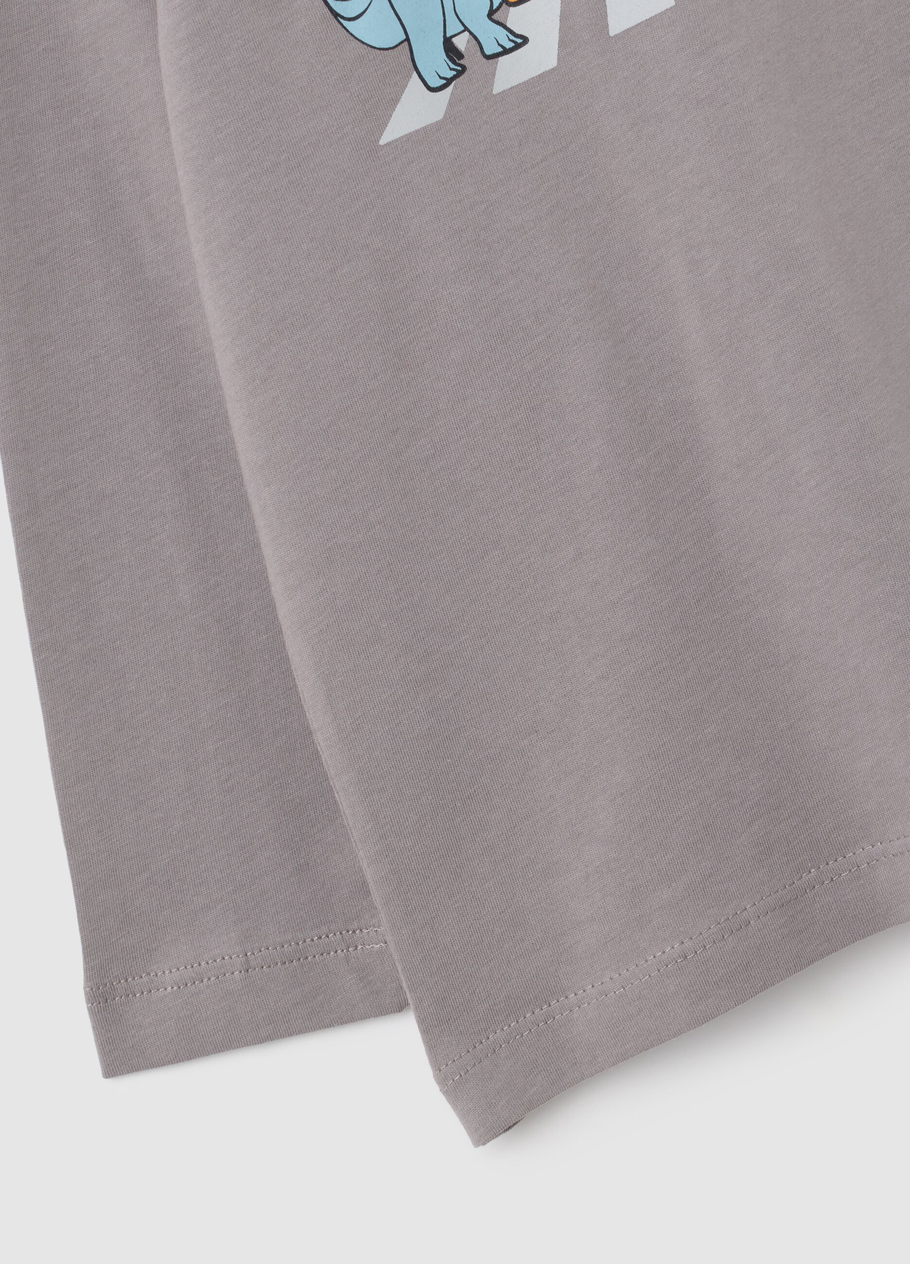 T-shirt da bambino in puro cotone grigia regular fit con stampa