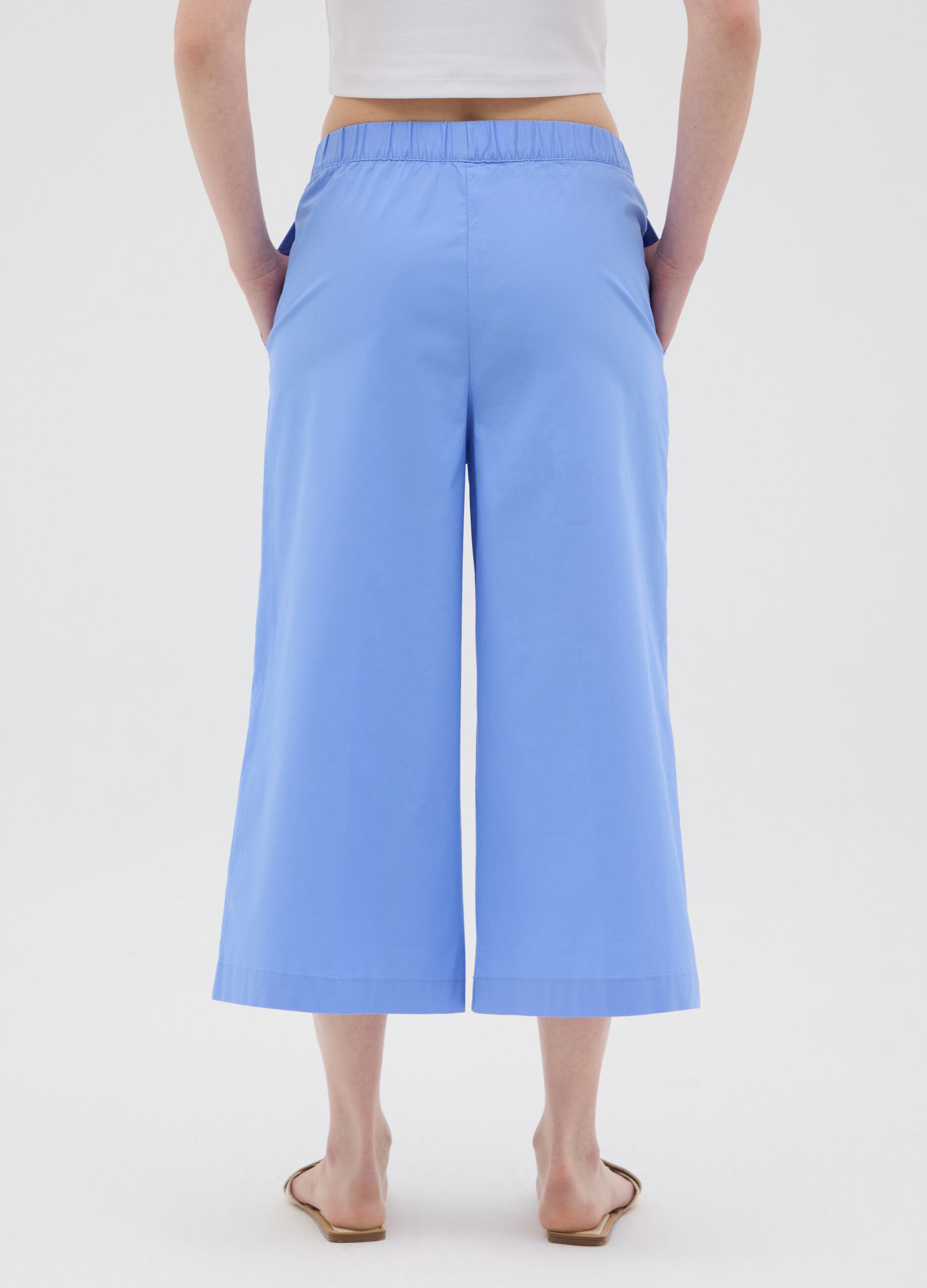Women's Regular Fit Light Blue Culotte Trousers