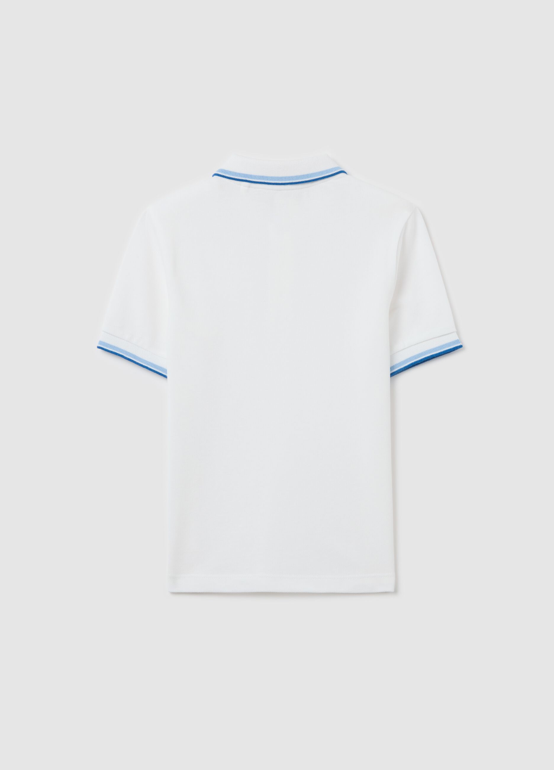 Cotton polo shirt with striped trims