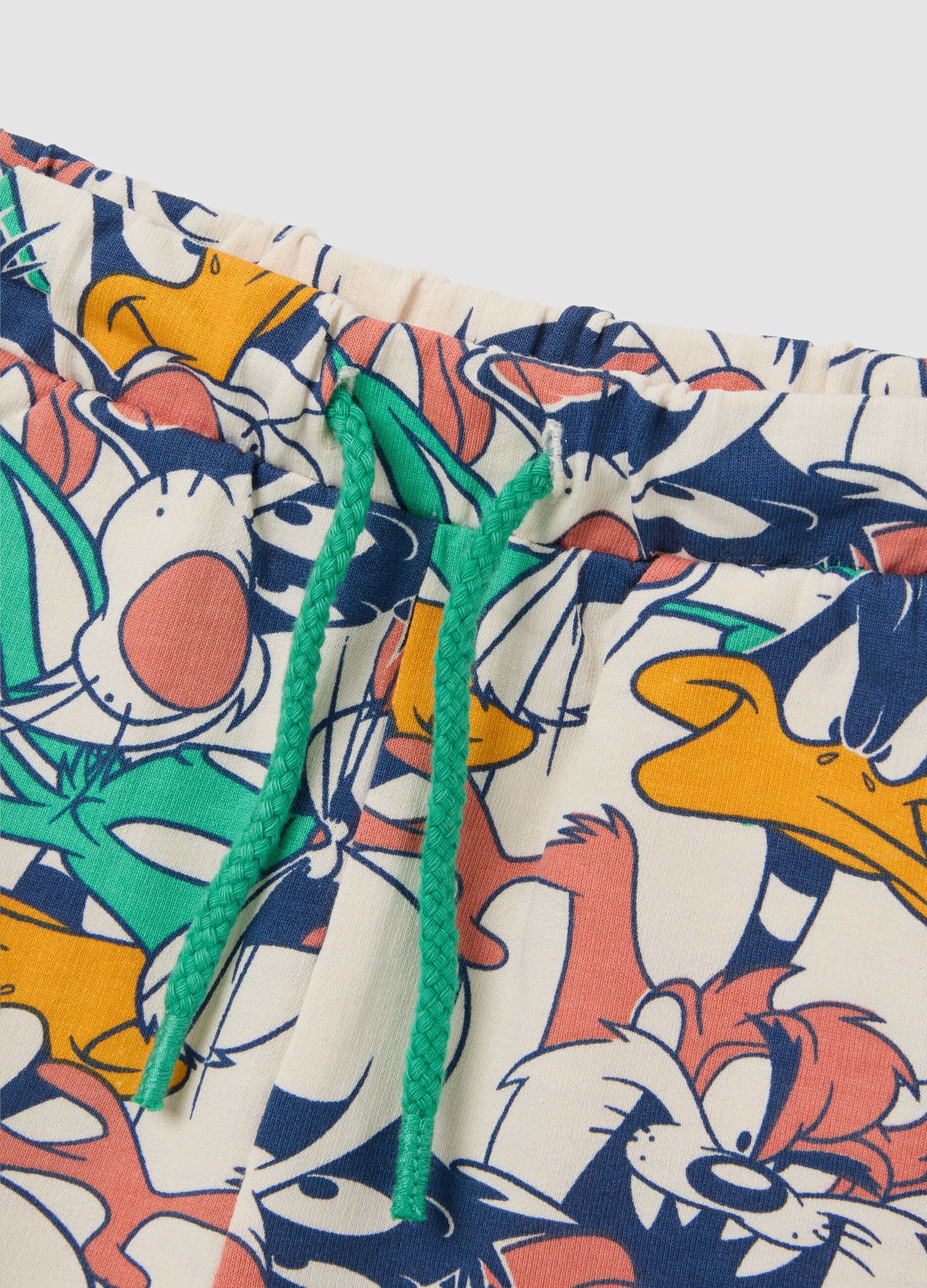 Completo da neonato in puro cotone verde regular fit con stampa Looney Tunes