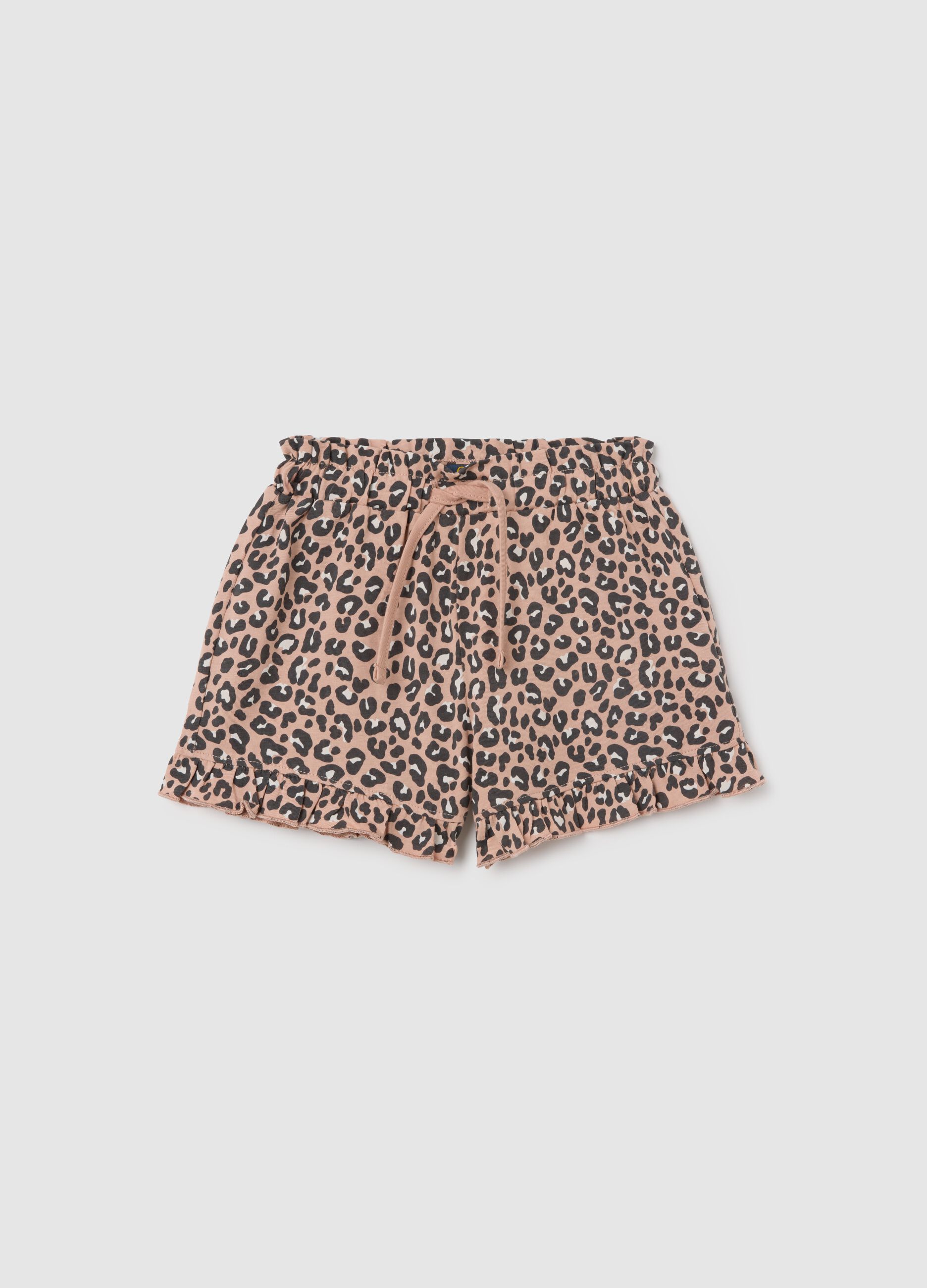 Pantaloncini da bambina in puro cotone multicolor regular fit con stampa
