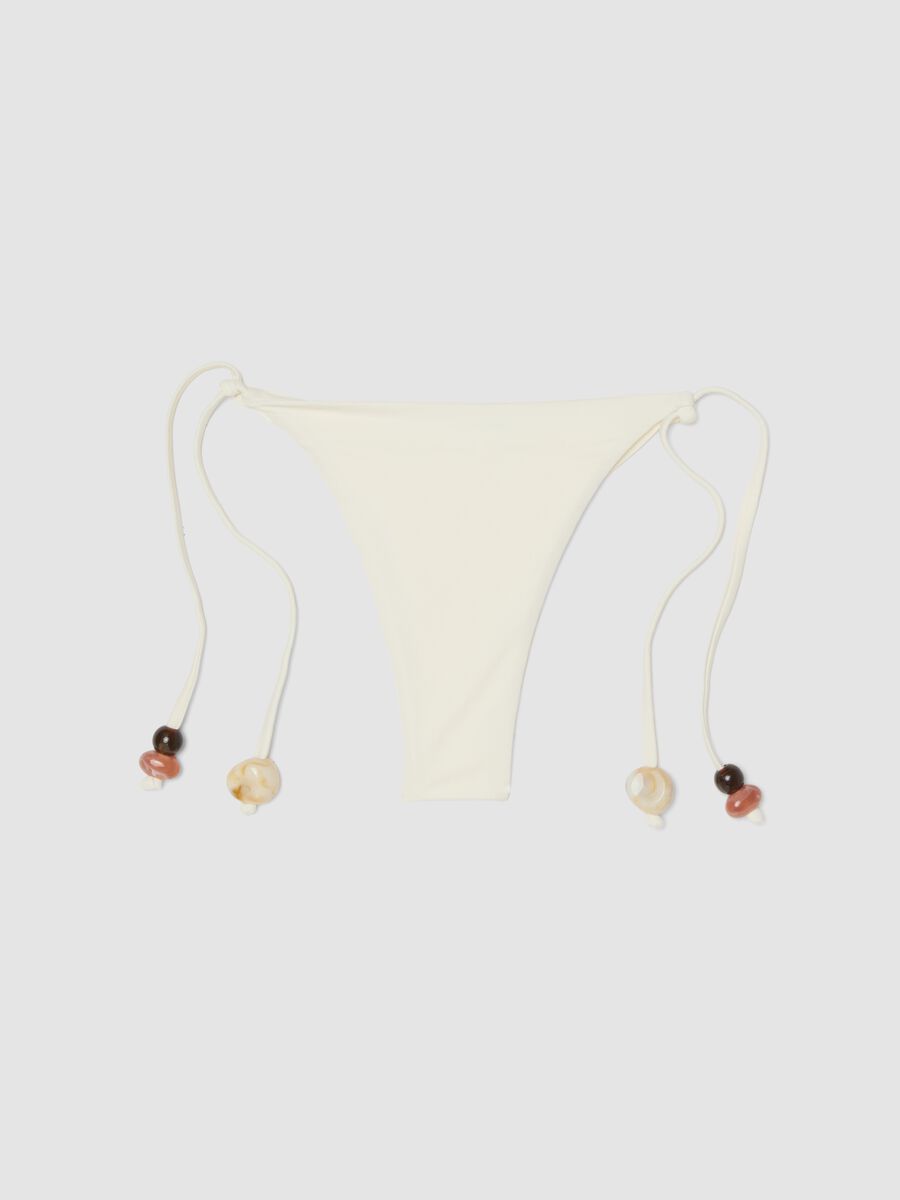 White stretch bikini bottoms with side ties and stones_5