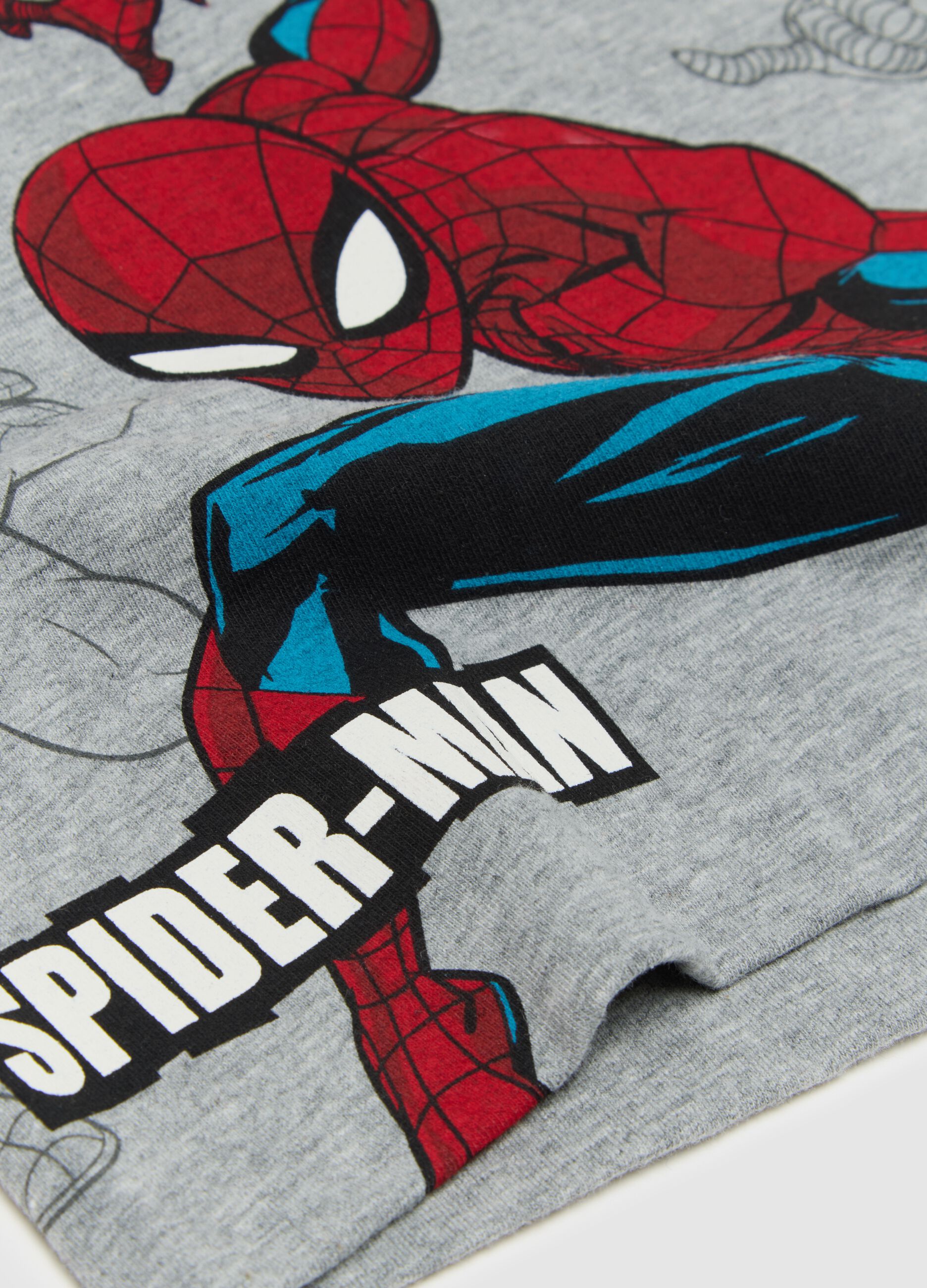 T-shirt da bambino in cotone grigia con Spider-Man